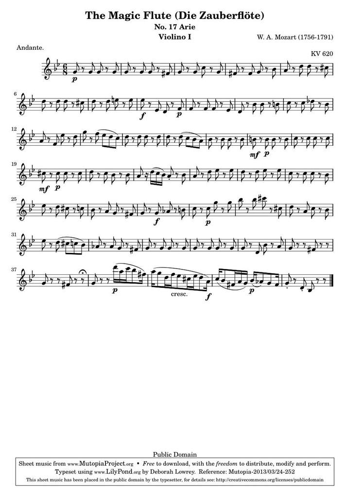 Original page: The Magic Flute, No. 17 (Violino I)